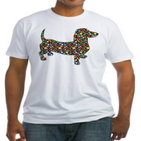 Cafepress - Dachshund Polka Dots монтирана тениска - монтирана тениска, винтидж годен мек памучен тройник