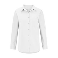 Женски бутон надолу V Врат ризи дълги къси ръкави офис ежедневни бизнес обикновени блузи върхове върхове