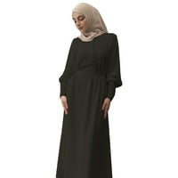 Небрежна женска солидна мюсюлманска рокля абая Ислямска арабска рокля на Кафтан с дълъг ръкав мюсюлманска роба меки елегантни рокли