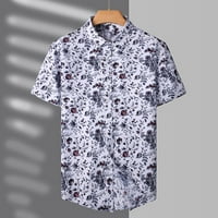 Мъже блуза ежедневни бутони надолу ризи пролет лято лапета единична отпечатана ваканция с къс ръкав на открито празнична риза