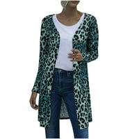 Softmallow Зимни якета палта за жени, модни жени зимни леопардови копчета за печат с дълъг ръкав кардиган блуза палто коледни