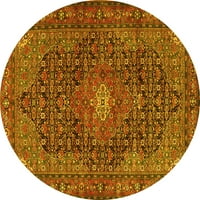 Ahgly Company Indoor Round Персийски жълти традиционни килими, 5 'кръг