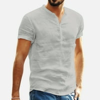 Поло ризи за мъжки торбисти памучно смес от твърд цвят късо ръкав ретро t върхове блуза