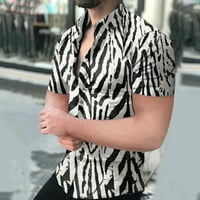 Мъжки пролет и летни модни ризи отпечатани ежедневни ревери с къс ръкав риза с голям размер празнична плажна риза тънка блуза