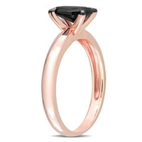 Карат Т. в. черен диамант 14кт Розово злато овален черен родий позлатен пасианс годежен пръстен