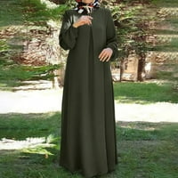 Есенни рокли за жени ежедневни бохемска полка точка рокля с дълги ръкави с дълги ръкави молитвена рокля зелена xxxxl