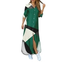 Незабавни отстъпки и спестявания Himiway стилни и универсални рокли с дълъг ръкав за зимна риза с дълъг ръкав макси рокля зелена xxl