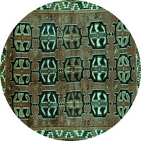 Ahgly Company Indoor Round Персийски тюркоазени сини традиционни килими, 4 'кръг