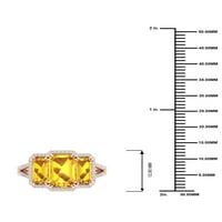 Императорски скъпоценен камък 10К Розово злато Изумруд нарязани Цитрин КТ ТВ диамант три камък ореол Сплит джолан женски пръстен