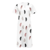 Летни рокли за женски модни модни ежедневни летни джобни печат с къси ръкави с V-образно деколте при разчистване