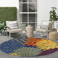 Nourison Aloha Indoor Outdoor Navy Multicolor 7'10 ”килим за кръгла площ