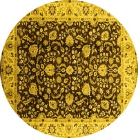 Ahgly Company Machine Pashable Indoor Round Oriental Yellow Industrial Area Cures, 3 'кръг