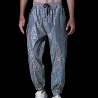 Мъжки суитчъни отразяващи ежедневни модни тегличи еластични талии потни панталони Хип -хоп флуоресцентни панталони