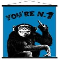 Шимпанзе - Вие сте номер едно стенна плакат с дървена магнитна рамка, 22.375 34