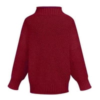 HGW пуловер за дамски от рамото пуловер Небрежен плетен хлабав пуловер с дълъг ръкав червен m