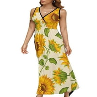 Abtel дамски макси рокли слънчогледов дълъг рокля хавайски летен плаж слънчев разрез жени свободна ваканция слънчоглед s