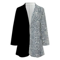Якета IOPQO за жени отпечатани жилетка от женски отпечатани жилищни костюми с дълъг ръкав бизнес кабинетен палто блуза блуза дамски върхове