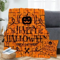 Хелоуин декоративно одеяло с калъф за възглавница, призрак Pumkin Monster одеяло за спалня Дневна общежитие Мъж пещера,265,40x58