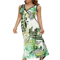 Bomotoo жени дълга рокля флорален принт Лятен плаж Sundress Sunflower Maxi рокли секси лист за пътуване 2xl