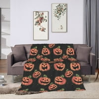 Douzhe Ultra-Soft Micro Fleece Lightweight Flannel Bed Bednet, сладка тиква щастлива Хелоуин печат уютни топли одеяла, 80 x60