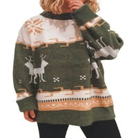 Женски пуловер Fanvereka, лост, модел с дълъг ръкав кръгла шия разхлабена плетено пуловер за коледно парти