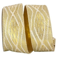 Хартия коледна златна панделка за полиестерна мрежа, 4 инча 5yd, 1 пакет