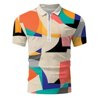 Мъжки поло ризи с къс ръкав запушване на яка лятна мода отпечатани ежедневни ризи с цип тенис многоцветни L, XL, XXL, XXXL, XXXXL, XXXXXL