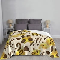 Одеялото за хвърляне на руно за дивана, жълто креативно леопардово машинно миещи се одеяла за диван за легло