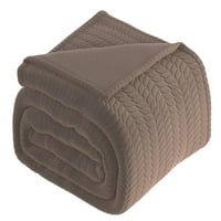 Addy Home Home Solid Rebosed Flannel Throwing Ongant, Taupe Brown, огромно хвърляне