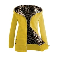 Якета за жени за жени, модни жени топло фау палто яке зима леопард дълъг ръкав връхни дрехи зимни палта коледни подаръци за жени