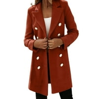 Женски бутон Slim Blazer Jacket Woman Artificial Wool Elegant Blend Slim Female Long Turterwear Coat с джобове