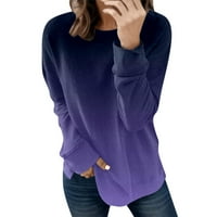 Mgoohoen огромен суичър за жени свободни годни тренировки ризи с дълъг ръкав ежедневен пуловер флорален принт кръг суичъри на шията на флота върхове