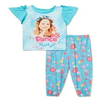 Като Настя малко момиче тениска и панталон пижама комплект, 2-парче, размери 2Т-4Т