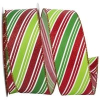 Хартия диагонална лента блясък лента, червено и зелено, 2.5 в 10-ти, 1 пакет