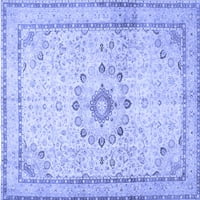 Ahgly Company Machine ПРОЧАВАНЕ НА ВЪЗДУШНИ СРЕДНИ МЕДАЛЛИОН Сини традиционни килими, 3 'квадрат