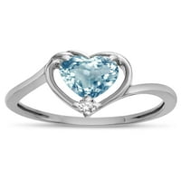 Звезда k истински небесно синьо топаз байпас любов любов възел Обещайте пръстен в KT бяло злато с размер женски възрастен