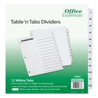 Dividers Office Essentials Table & Tabs, 1- черно-бели раздели, комплекти