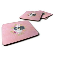 Carolines Treasures CK4165FC Papillon Pink Flowers Poen Coaster Комплекс от 4, 1 2, Мултиколор