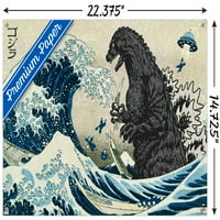 Godzilla - Плакат за голяма вълна с бутални щифтове, 14.725 22.375