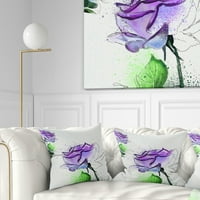 Дизайнарт сини розови цветя със зелени листа - флорална възглавница-18х18