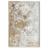 Уинууд студио карти и знамена стена изкуство платно отпечатъци 'прашно злато карта на Лос Анджелис' САЩ Карти на градовете-Злато,