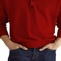 Мъжки топла риза с дълъг ръкав голф тениска небрежна v вратна яка яка горна блуза