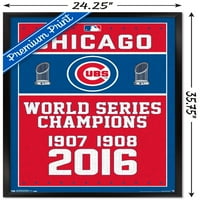 Чикаго Къбс - Шампионски Плакат За Стена, 22.375 34 В Рамка