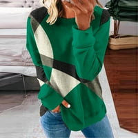Женски върхове ежедневно свободно прилепване на тениски с дълъг ръкав тънък моден моден геометрия печат пуловер блузи