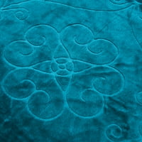 Плюш руно одеяло за легло, лек мек релефно синьо флорално одеяло, кралица 75 х91