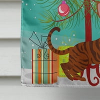 Съкровищата на Каролайн BB4434CHF Toyger Cat Merry Christmas Tree Flag Canvas Размер на къщата Голям, многоцветен