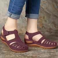 Hvyesh затворени сандали на пръстите на пръстите за жени ежедневни летни кухи винтидж клин сандален гладиатор на открито обувки