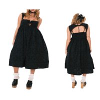 Женски летни midi спагети рокля с каишка черна без ръкаща флорална куха бандална рокля за парти рокля