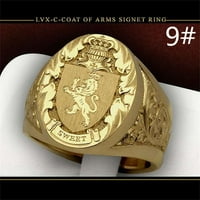 Модни аксесоари Мъжки лице Пънк готически рок мотоциклетист пръстен изваяна монета корона лъв Royal Seal Ring 9