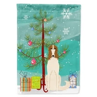 Carolines Treasures BB4148CHF Merry Christmas Tree Borzoi Flag Canvas Размер на къщата Голям, многоцветен